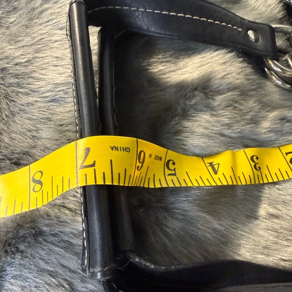 Coach Purse Shoulder Bag - Black leather canvas Python Snakeskin Hampton - Picture 10 of 16